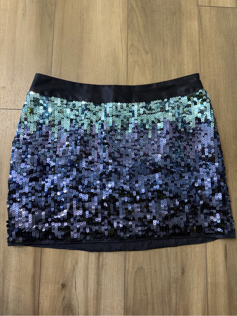 Express Sequin Mini Skirt size 4 Teal, Blue, Black